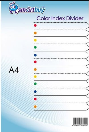 POLYPROP INDEX DIVIDERS - COLOUR - 1-12 PRINTED