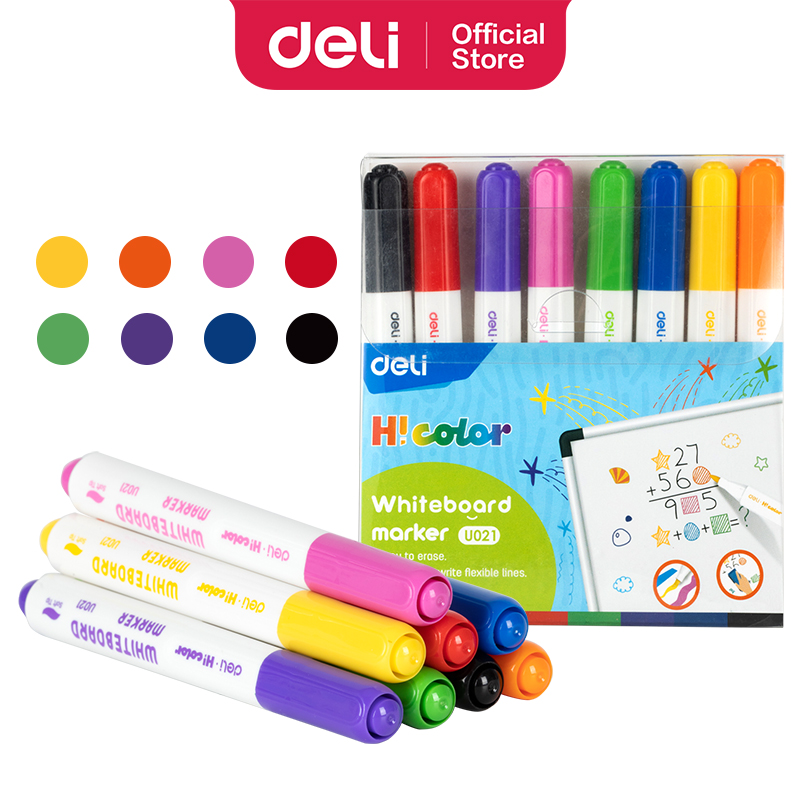 Whtieboard Marker Soft Tip EU021 Assorted Colours 8pc