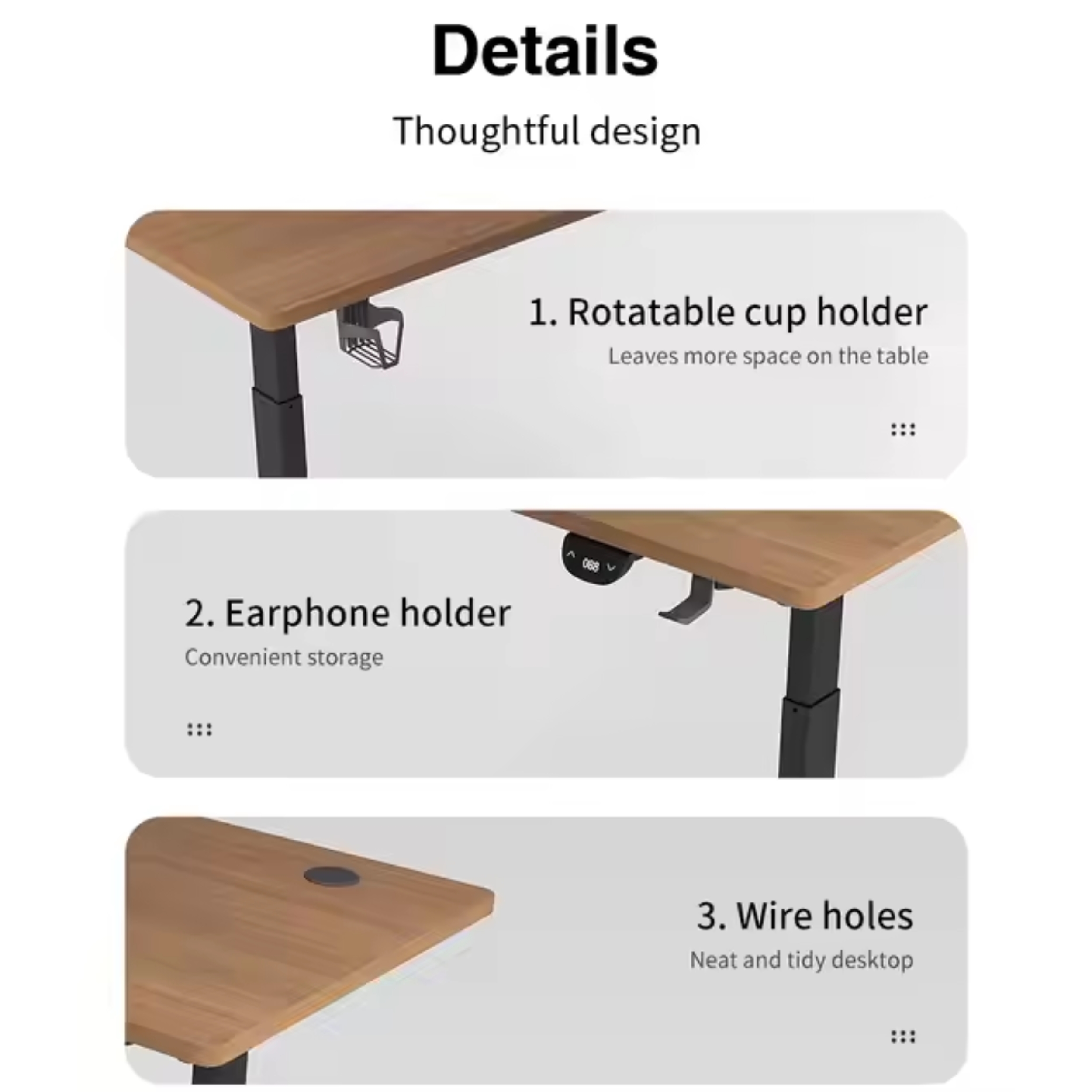 GameTech Height Adjustable Electronic Standing Desk (1200x600x720-1170) - (walnut) GAM017 - Image 2