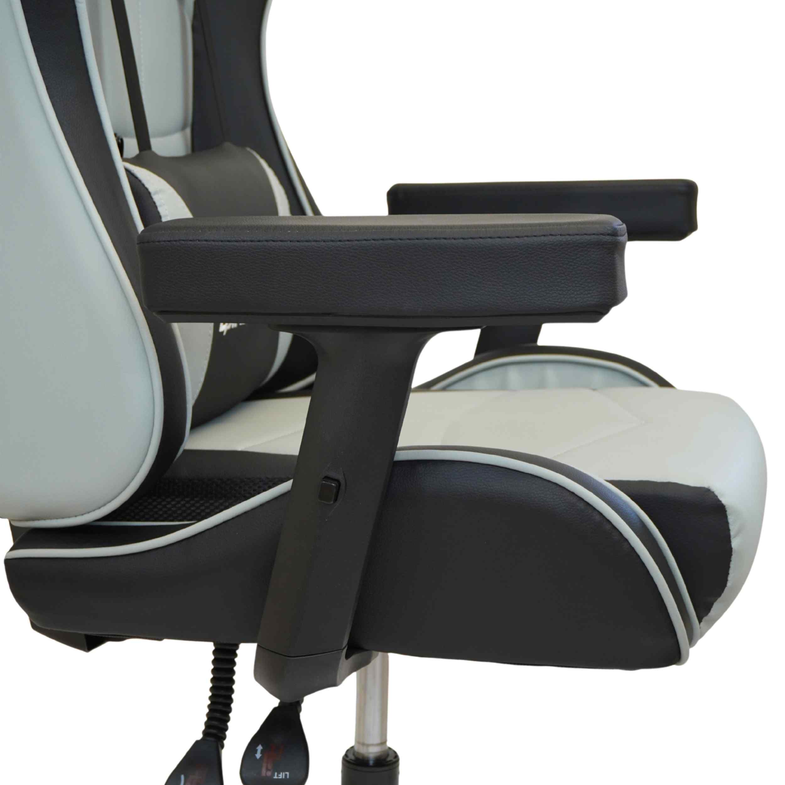 GameTech - Spider Grey Leather Gaming Chair with Massaging Cushion - Image 5