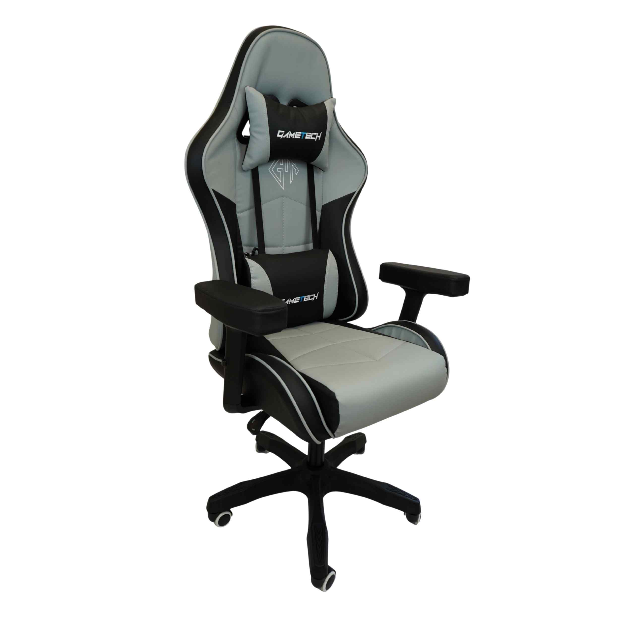 GameTech - Spider Grey Leather Gaming Chair with Massaging Cushion - Image 17
