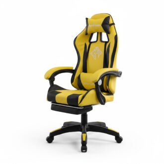 Reclining Ergonomic Gaming Chair with Adjustable Footrest & Lumbar Support - Black & Yellow
