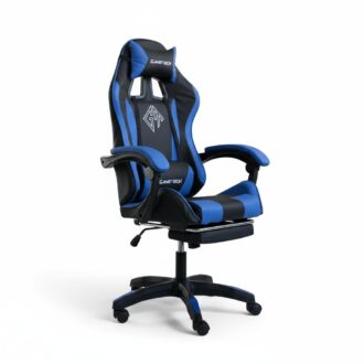Reclining Ergonomic Gaming Chair with Adjustable Footrest & Lumbar Support - Black & Blue
