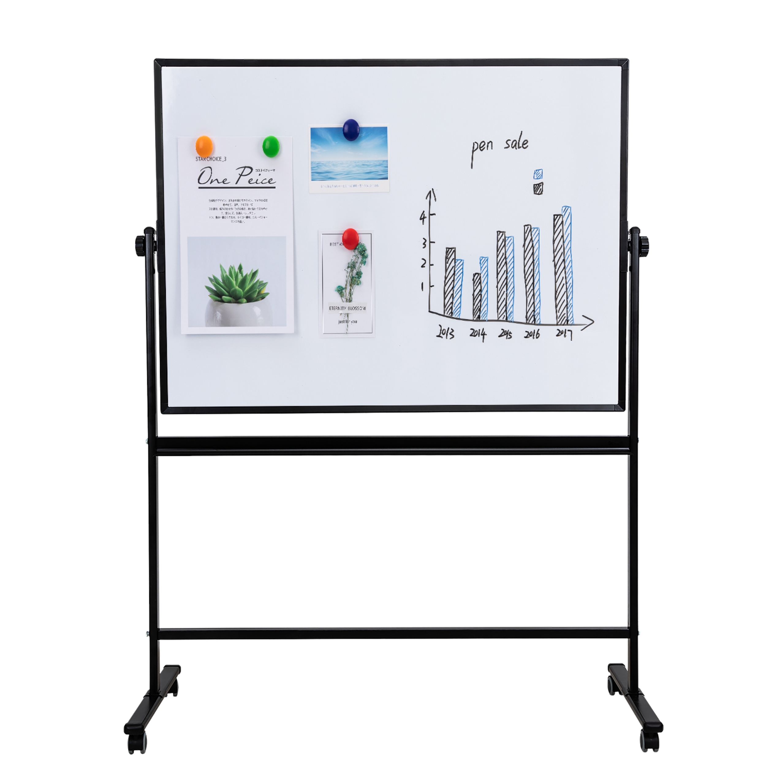 Smartbuy Mobile Double-Sided Magnetic Whiteboard - 900x1200mm