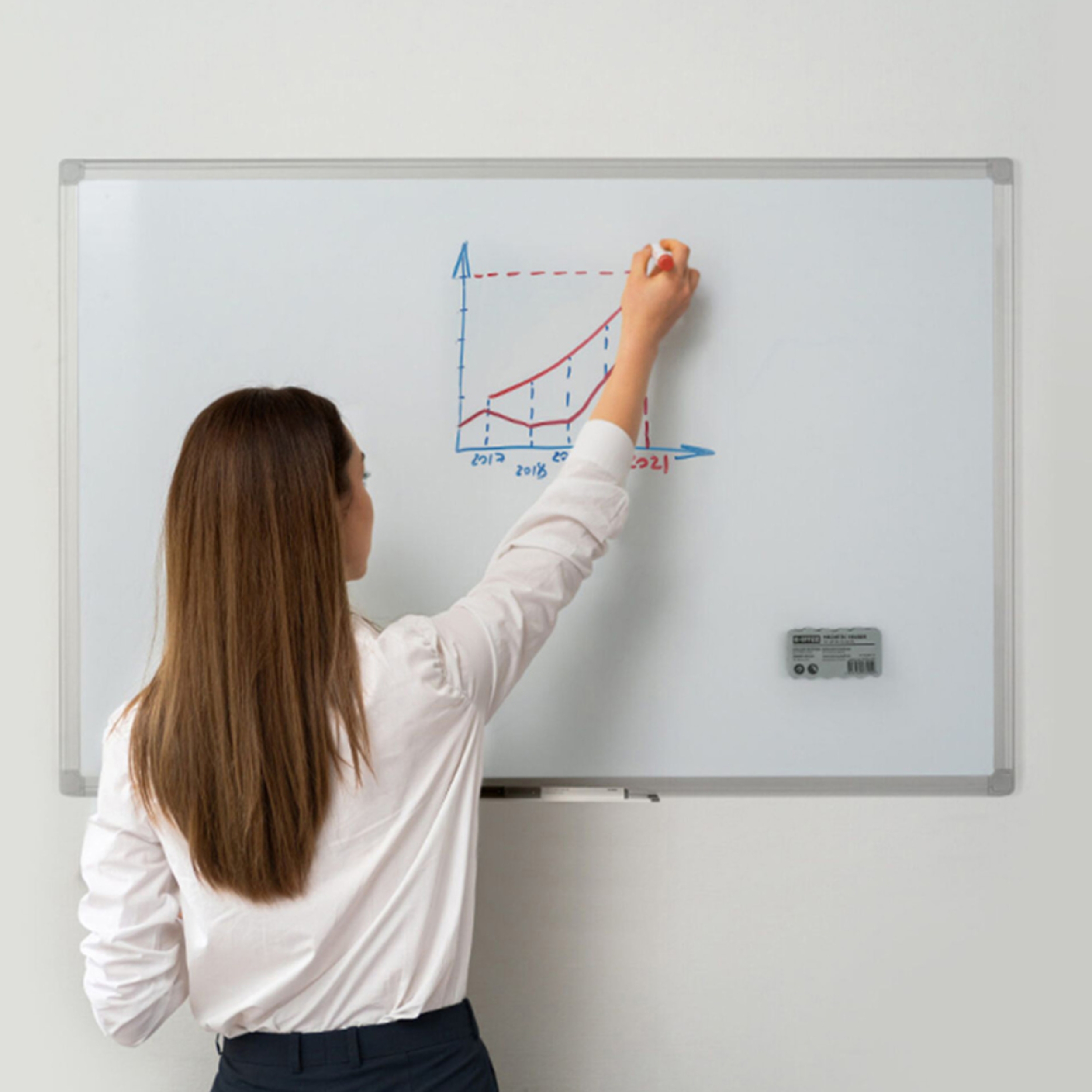 Aluminium Frame Magnetic Whiteboard, Corner Mount (450x600mm) - Image 5