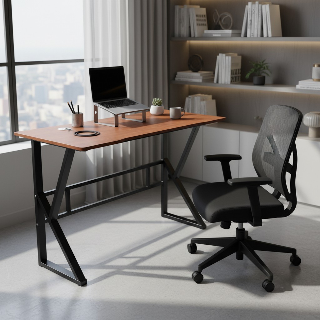Ergonomic Office Desk – 1200 × 700mm Black Oak - Image 3