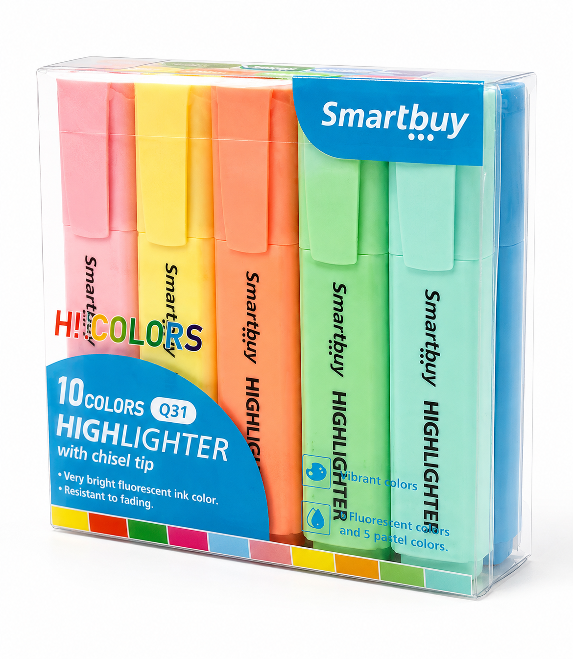 Smartbuy 10 Pack Highlighters - Neon & Pastel Colours - Image 4