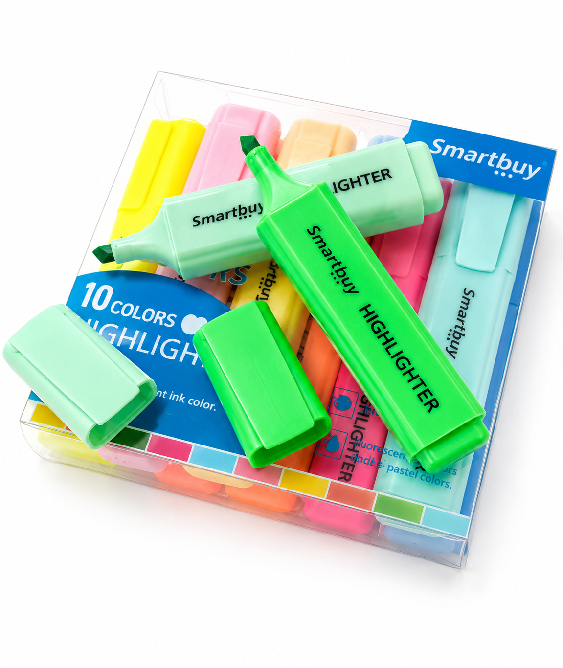 Smartbuy 10 Pack Highlighters - Neon & Pastel Colours - Image 3