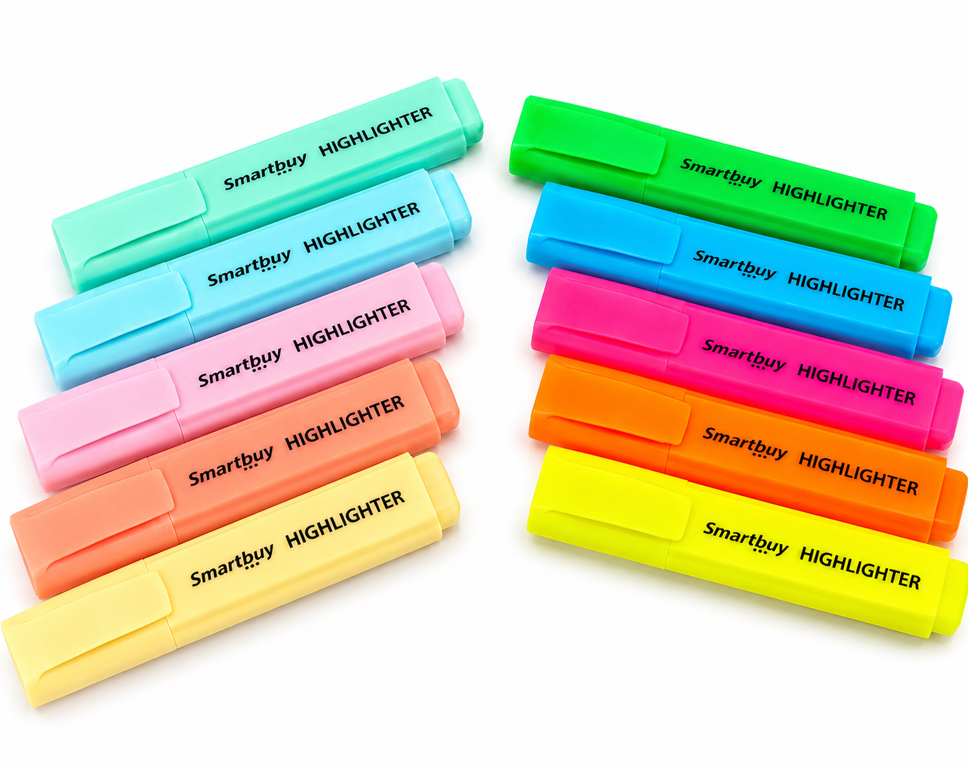 Smartbuy 10 Pack Highlighters - Neon & Pastel Colours - Image 2