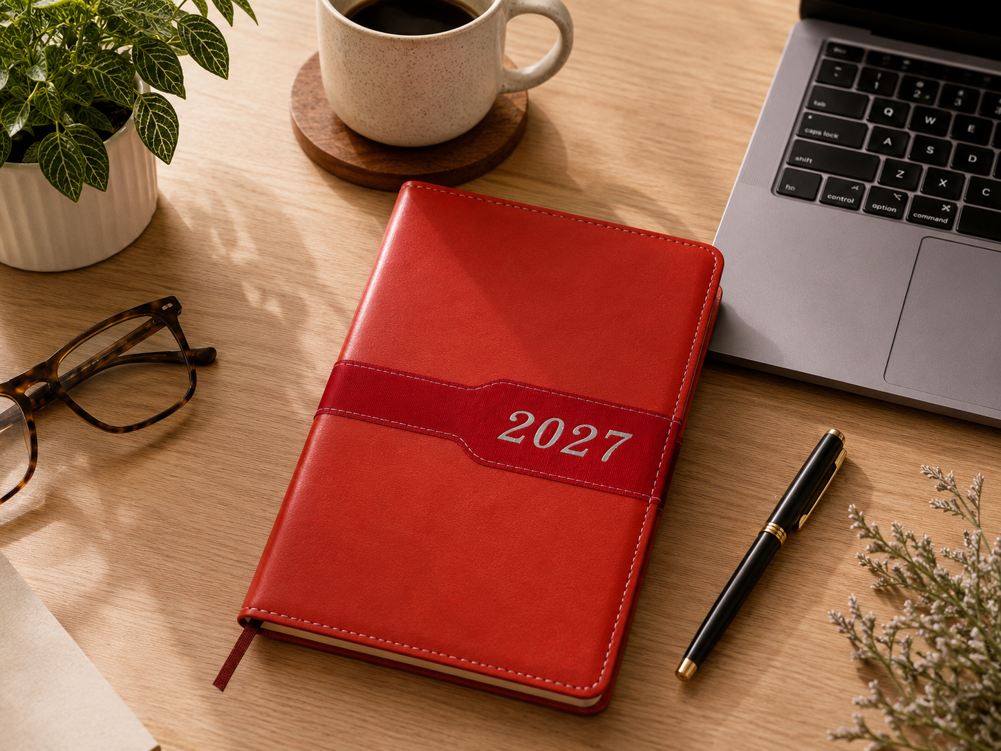 2027 Premium Faux Leather Daily Diary Planner with Monthly Index Tabs - Image 2