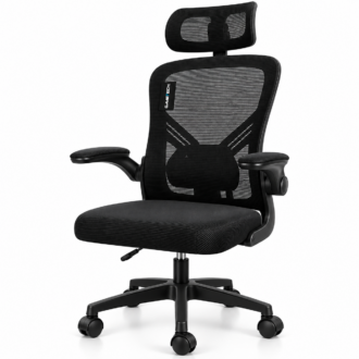 Ergonomic Mesh Office Chair with Headrest – Black