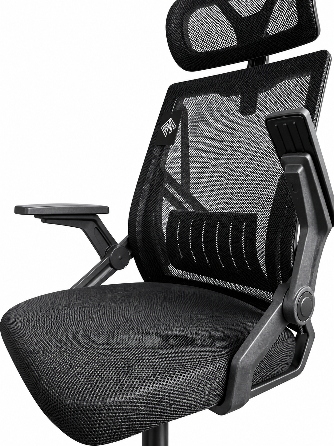 Ergonomic Mesh Office Chair with Headrest – Black - Image 2