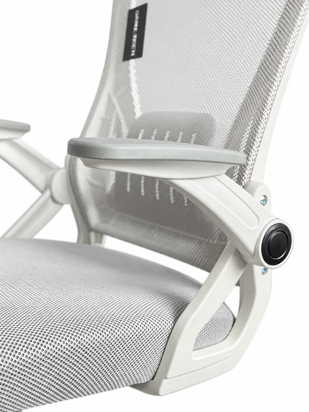 Ergonomic Mesh Office Chair with Headrest – White & Grey - Image 2