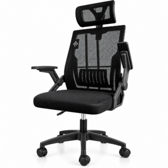 Ergonomic Mesh Office Chair with Headrest – Black