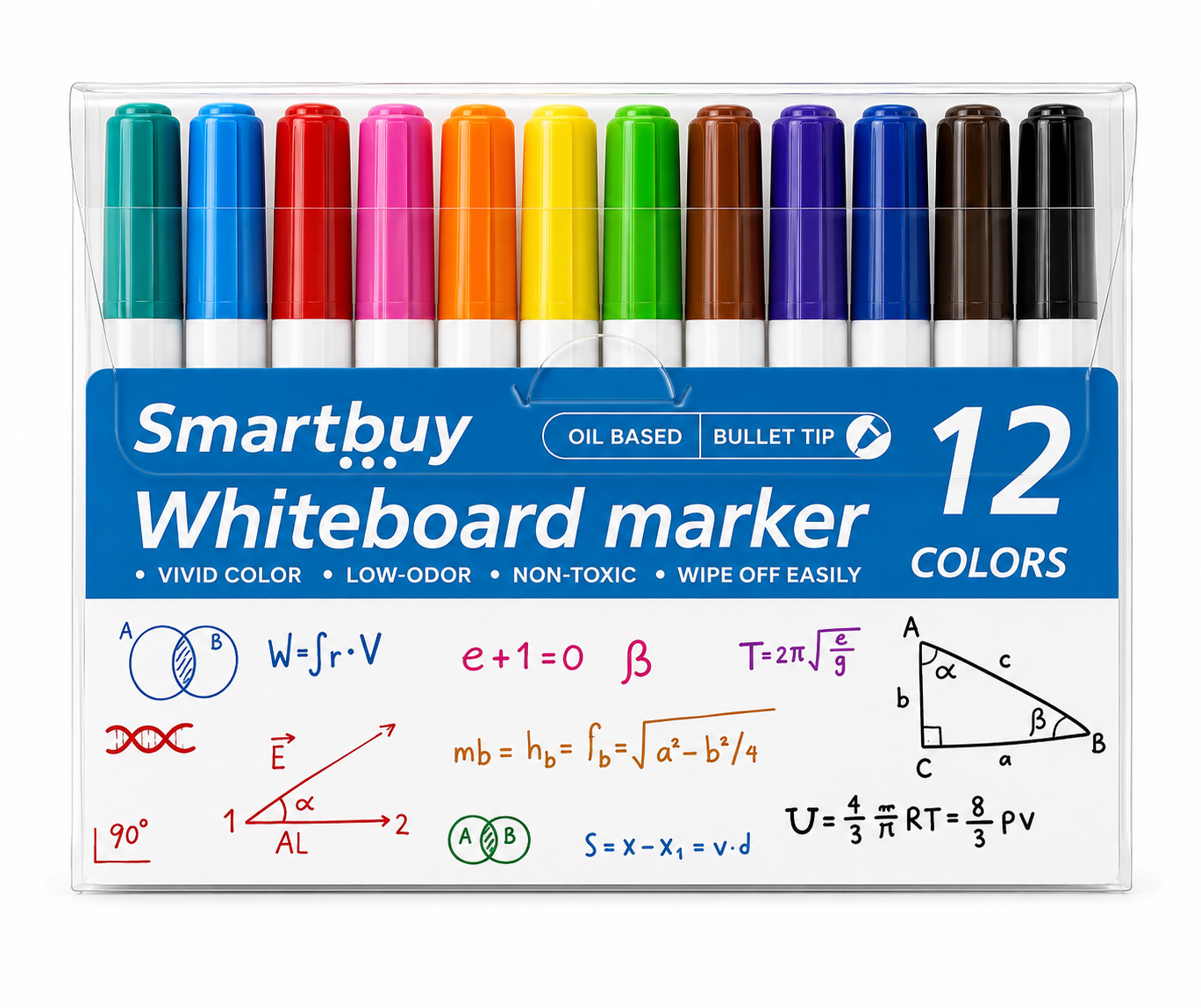 Whiteboard Markers - 12pc (Assorted Colours)