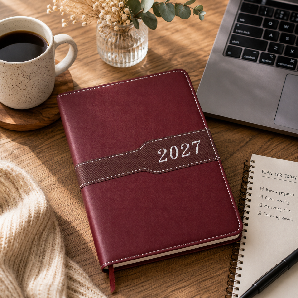 A5 Two-Tone Diary 2027 - Page-a-Day MAROON - Image 3
